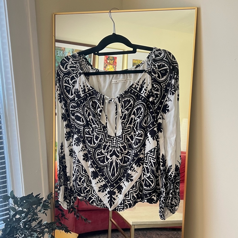 Alice + Olivia Longsleeve Tie Blouse